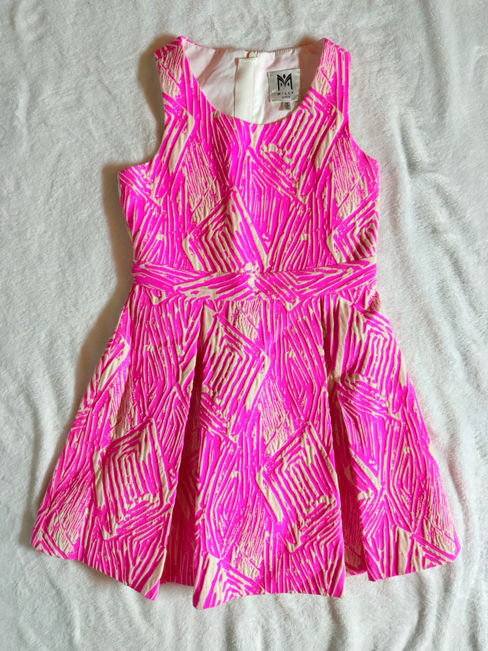 NWOT Milly Minis Hot Pink and Cream Textured Dress 10